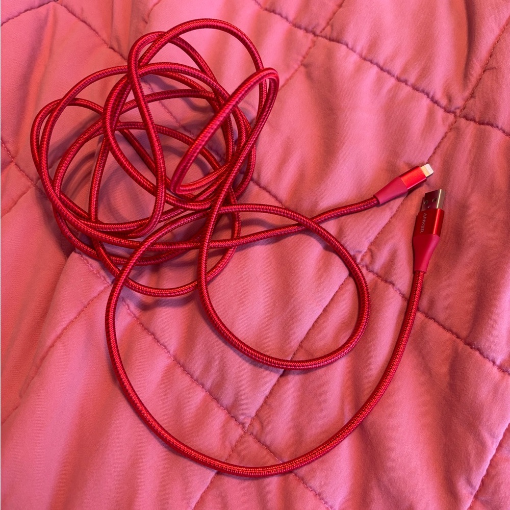 12ft long Red Nylon USB to Lightning Charging Cable 🎁